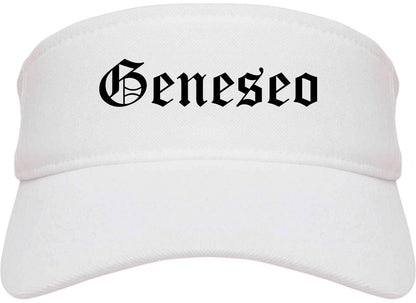 Geneseo New York NY Old English Mens Visor Cap Hat White