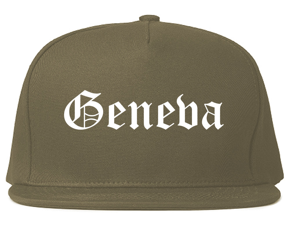 Geneva Alabama AL Old English Mens Snapback Hat Grey