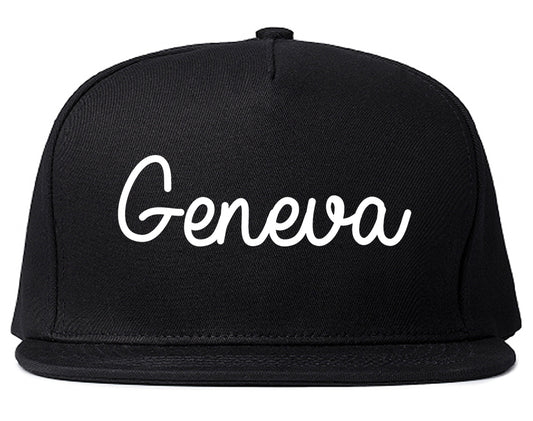Geneva Alabama AL Script Mens Snapback Hat Black