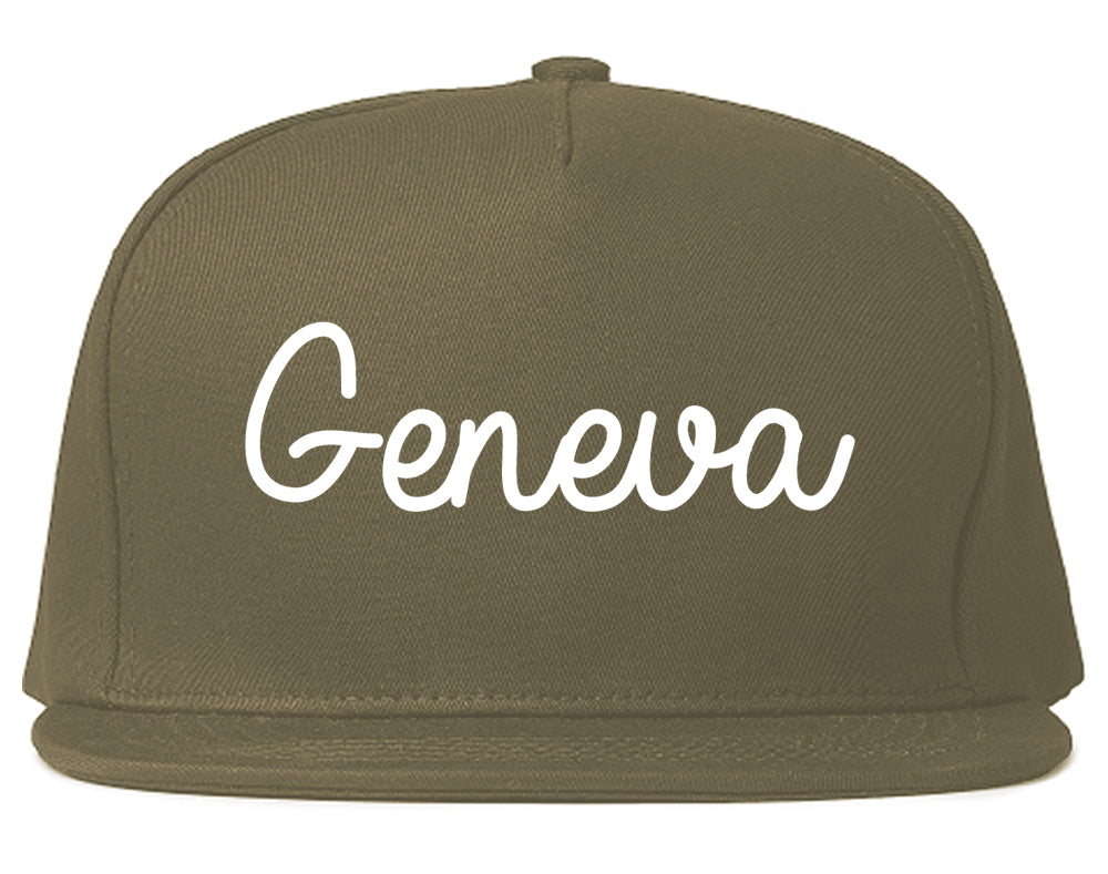 Geneva Alabama AL Script Mens Snapback Hat Grey
