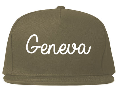 Geneva Alabama AL Script Mens Snapback Hat Grey