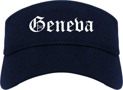 Geneva Alabama AL Old English Mens Visor Cap Hat Navy Blue