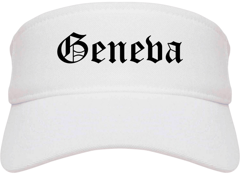 Geneva Alabama AL Old English Mens Visor Cap Hat White