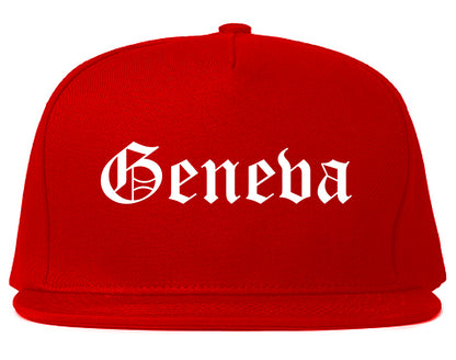 Geneva Illinois IL Old English Mens Snapback Hat Red