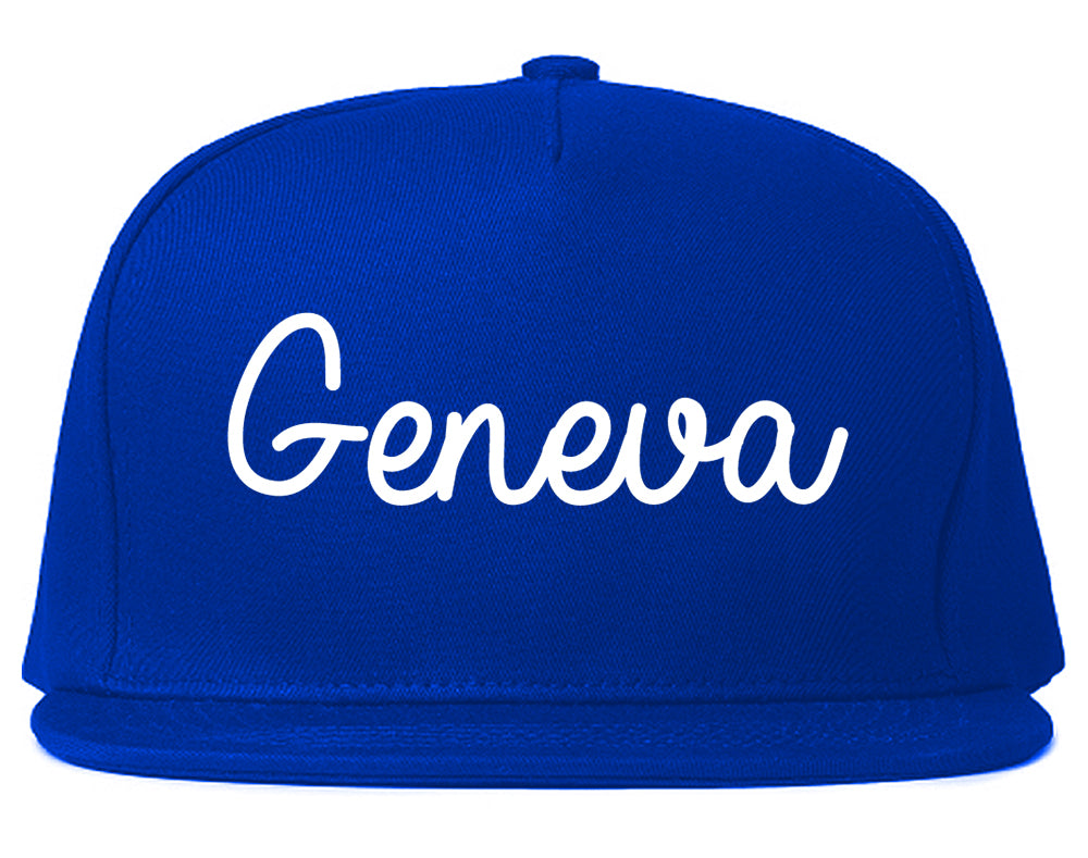 Geneva Illinois IL Script Mens Snapback Hat Royal Blue