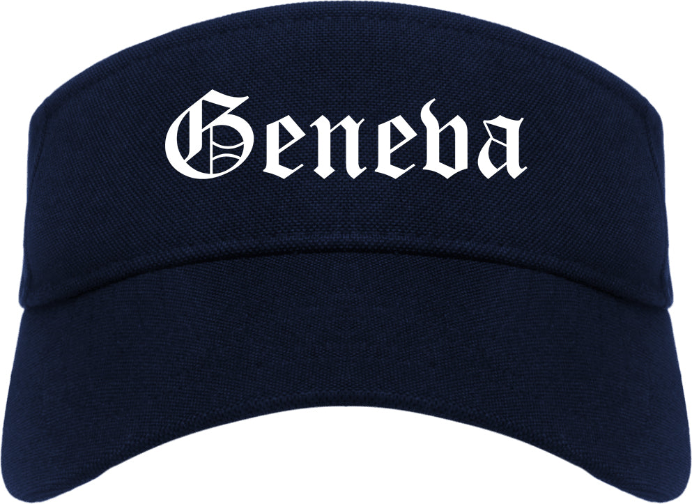 Geneva Illinois IL Old English Mens Visor Cap Hat Navy Blue