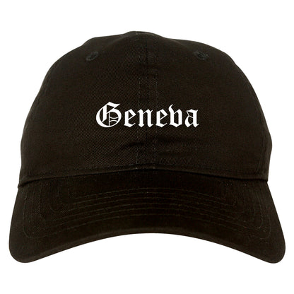 Geneva New York NY Old English Mens Dad Hat Baseball Cap Black