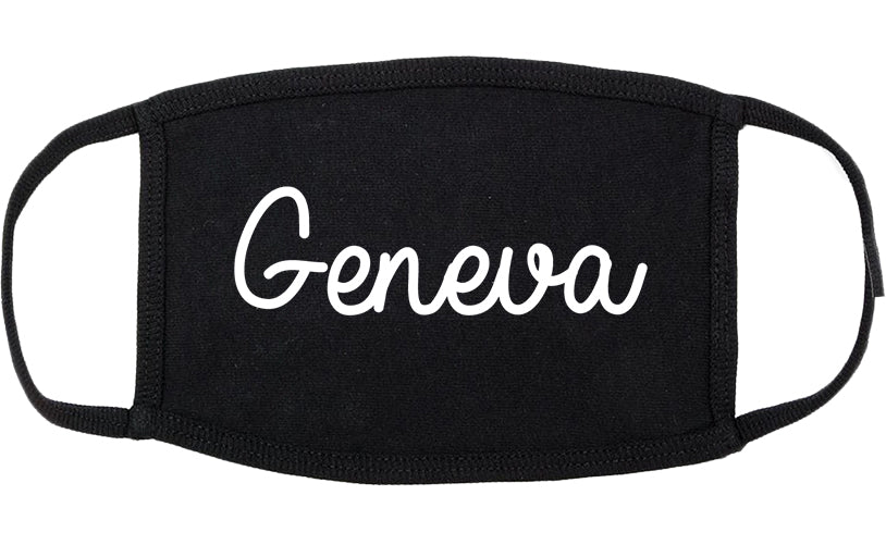 Geneva New York NY Script Cotton Face Mask Black