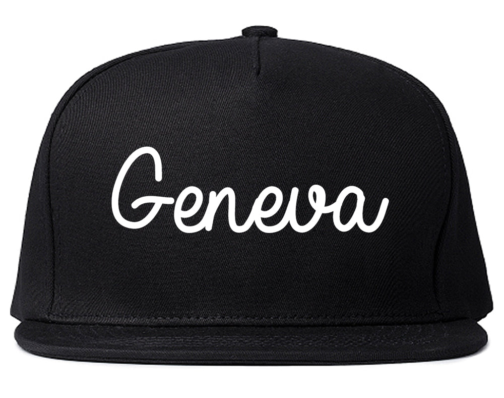 Geneva New York NY Script Mens Snapback Hat Black
