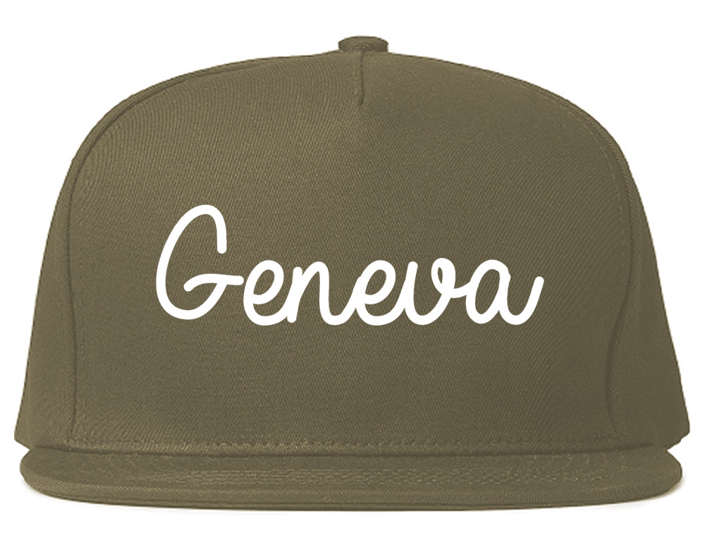 Geneva New York NY Script Mens Snapback Hat Grey