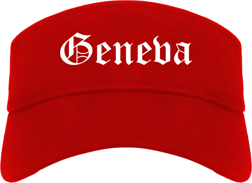 Geneva New York NY Old English Mens Visor Cap Hat Red