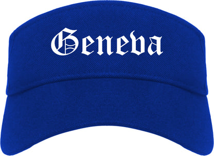 Geneva New York NY Old English Mens Visor Cap Hat Royal Blue