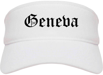 Geneva New York NY Old English Mens Visor Cap Hat White