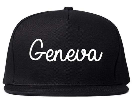 Geneva Ohio OH Script Mens Snapback Hat Black