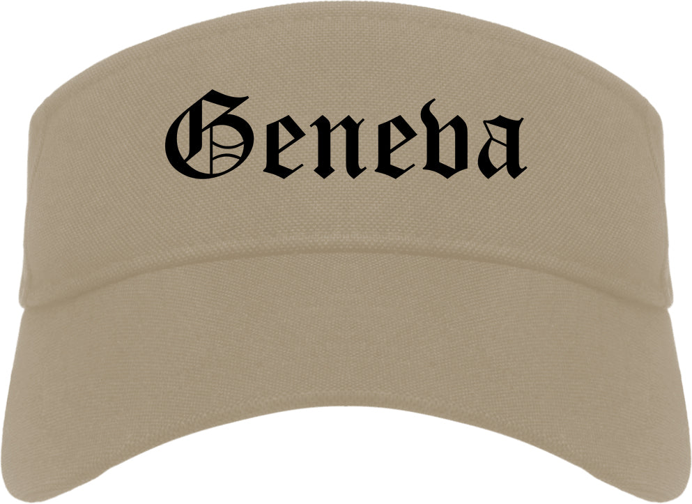 Geneva Ohio OH Old English Mens Visor Cap Hat Khaki