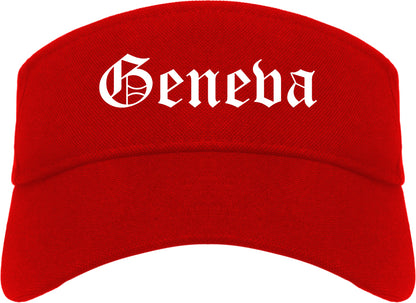 Geneva Ohio OH Old English Mens Visor Cap Hat Red