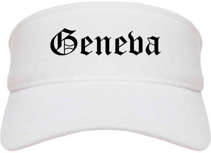 Geneva Ohio OH Old English Mens Visor Cap Hat White