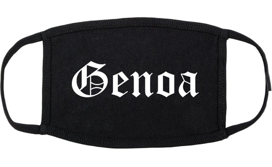 Genoa Illinois IL Old English Cotton Face Mask Black