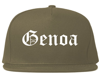 Genoa Illinois IL Old English Mens Snapback Hat Grey