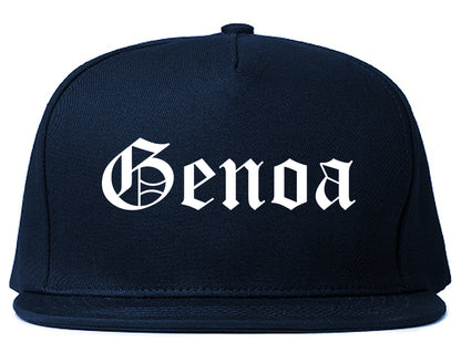 Genoa Illinois IL Old English Mens Snapback Hat Navy Blue