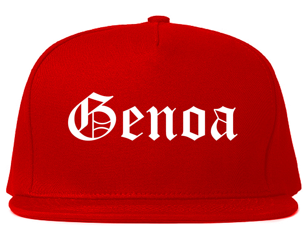 Genoa Illinois IL Old English Mens Snapback Hat Red