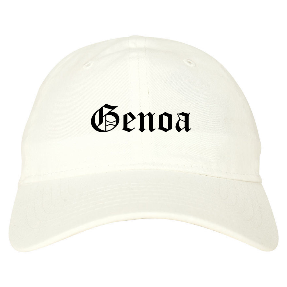 Genoa Illinois IL Old English Mens Dad Hat Baseball Cap White