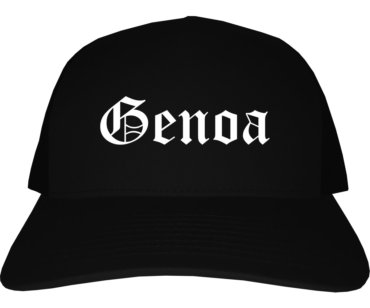 Genoa Illinois IL Old English Mens Trucker Hat Cap Black