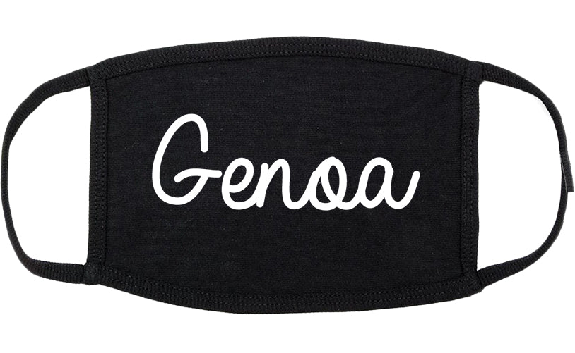 Genoa Illinois IL Script Cotton Face Mask Black