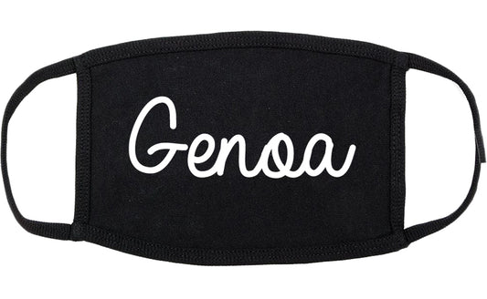 Genoa Illinois IL Script Cotton Face Mask Black