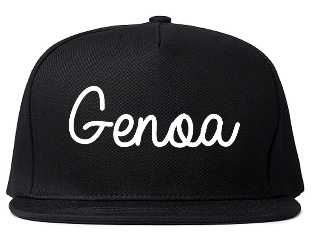 Genoa Illinois IL Script Mens Snapback Hat Black