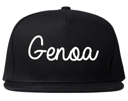 Genoa Illinois IL Script Mens Snapback Hat Black