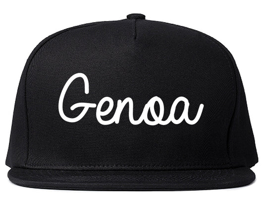 Genoa Illinois IL Script Mens Snapback Hat Black