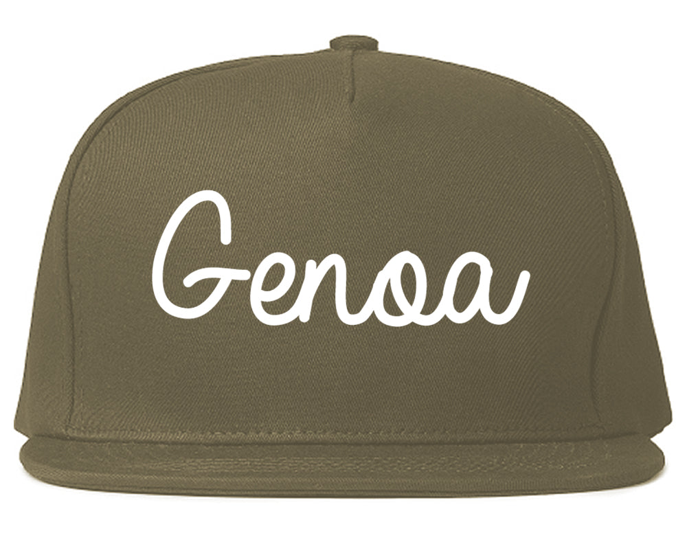Genoa Illinois IL Script Mens Snapback Hat Grey