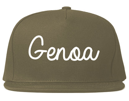 Genoa Illinois IL Script Mens Snapback Hat Grey