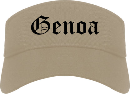Genoa Illinois IL Old English Mens Visor Cap Hat Khaki