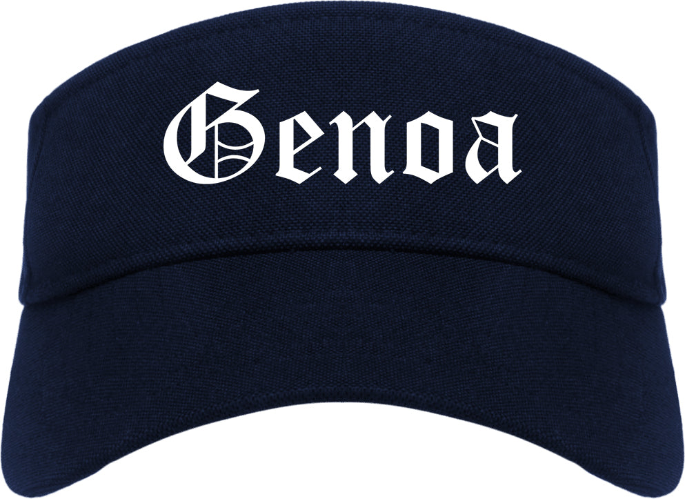 Genoa Illinois IL Old English Mens Visor Cap Hat Navy Blue