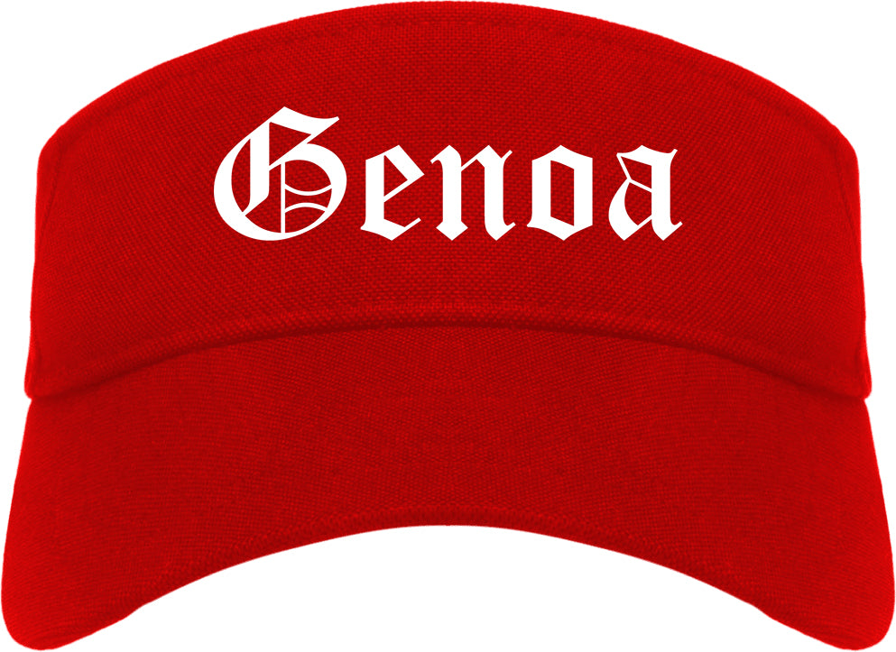 Genoa Illinois IL Old English Mens Visor Cap Hat Red
