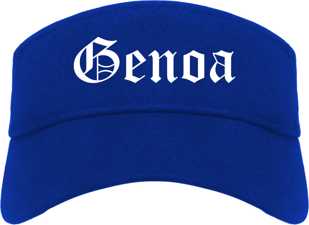 Genoa Illinois IL Old English Mens Visor Cap Hat Royal Blue