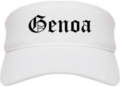 Genoa Illinois IL Old English Mens Visor Cap Hat White