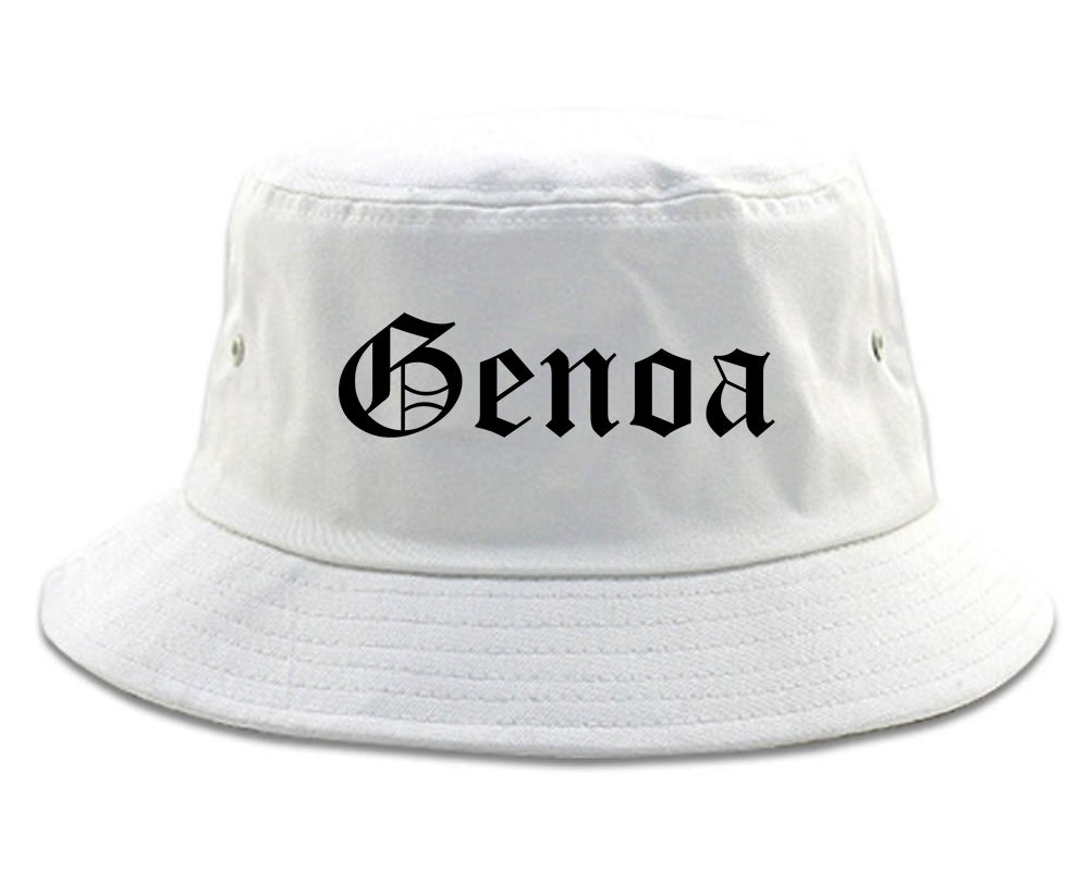 Genoa Illinois IL Old English Mens Bucket Hat White