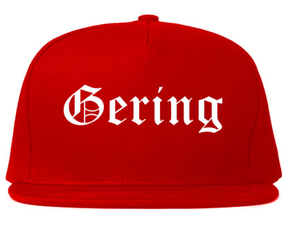 Gering Nebraska NE Old English Mens Snapback Hat Red