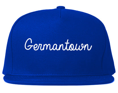 Germantown Ohio OH Script Mens Snapback Hat Royal Blue