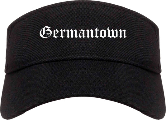 Germantown Ohio OH Old English Mens Visor Cap Hat Black