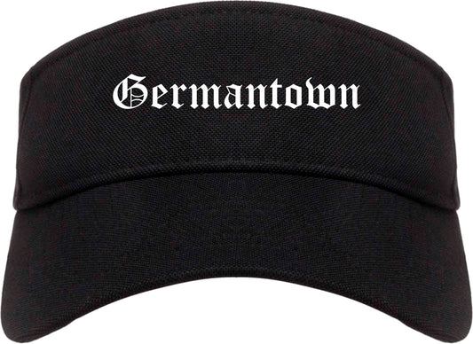Germantown Ohio OH Old English Mens Visor Cap Hat Black