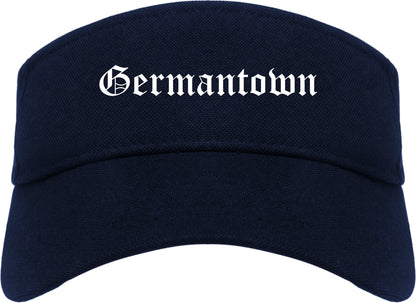 Germantown Ohio OH Old English Mens Visor Cap Hat Navy Blue