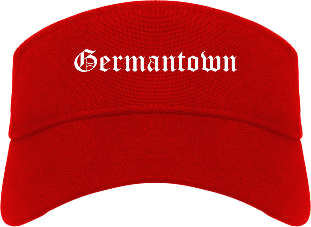 Germantown Ohio OH Old English Mens Visor Cap Hat Red