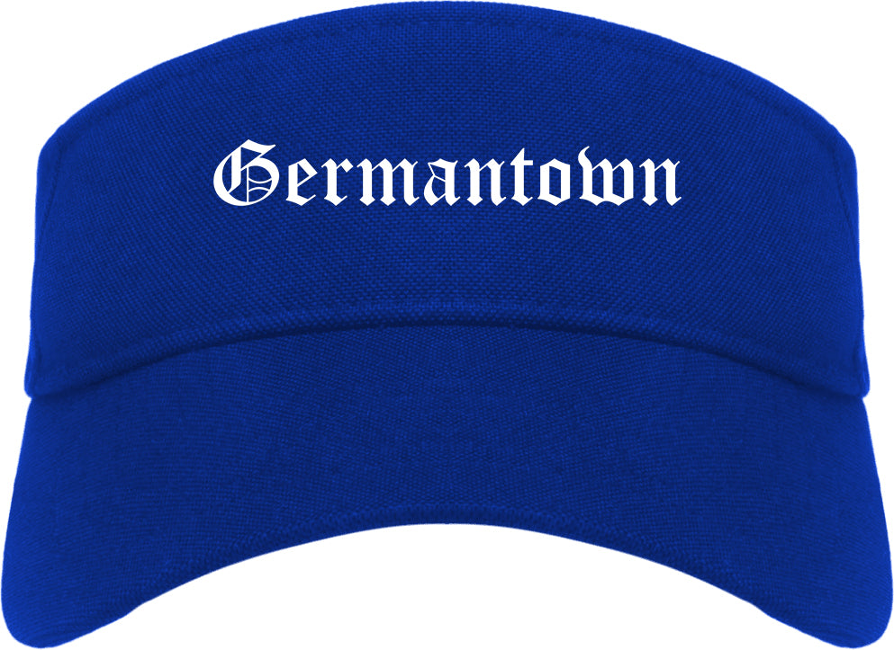 Germantown Ohio OH Old English Mens Visor Cap Hat Royal Blue