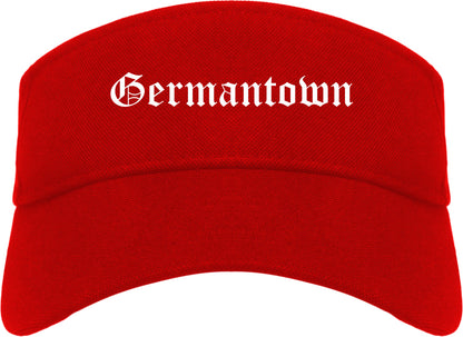 Germantown Wisconsin WI Old English Mens Visor Cap Hat Red
