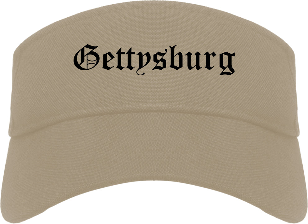 Gettysburg Pennsylvania PA Old English Mens Visor Cap Hat Khaki