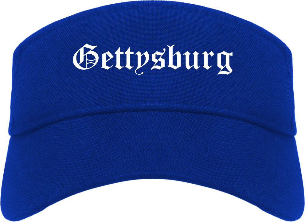 Gettysburg Pennsylvania PA Old English Mens Visor Cap Hat Royal Blue
